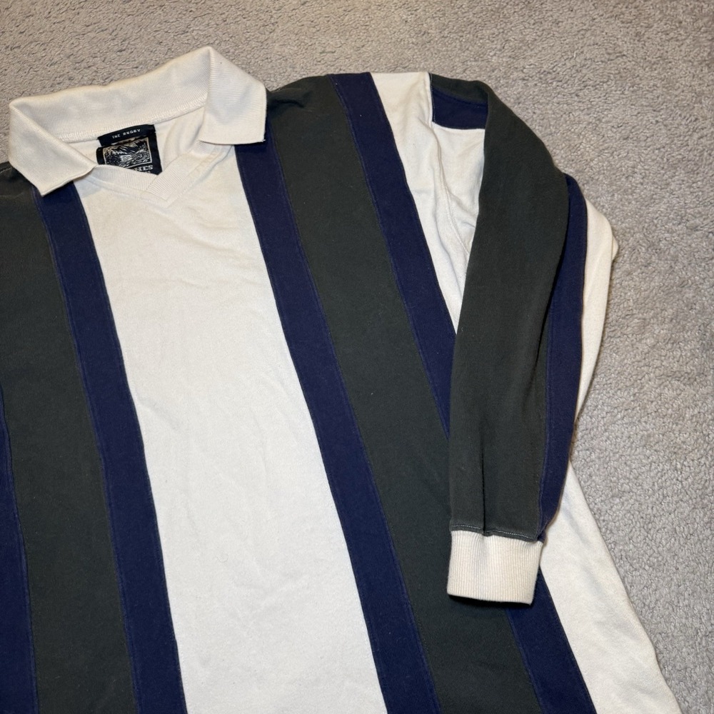 Y2K VTG Britches Great Outdoors White Rugby Shirt Men's L Long Sleeve Preppy 90s